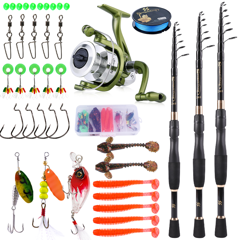Spincast Reel - Sougayilang Set Kombo pancing 1.8-2.4m, joran